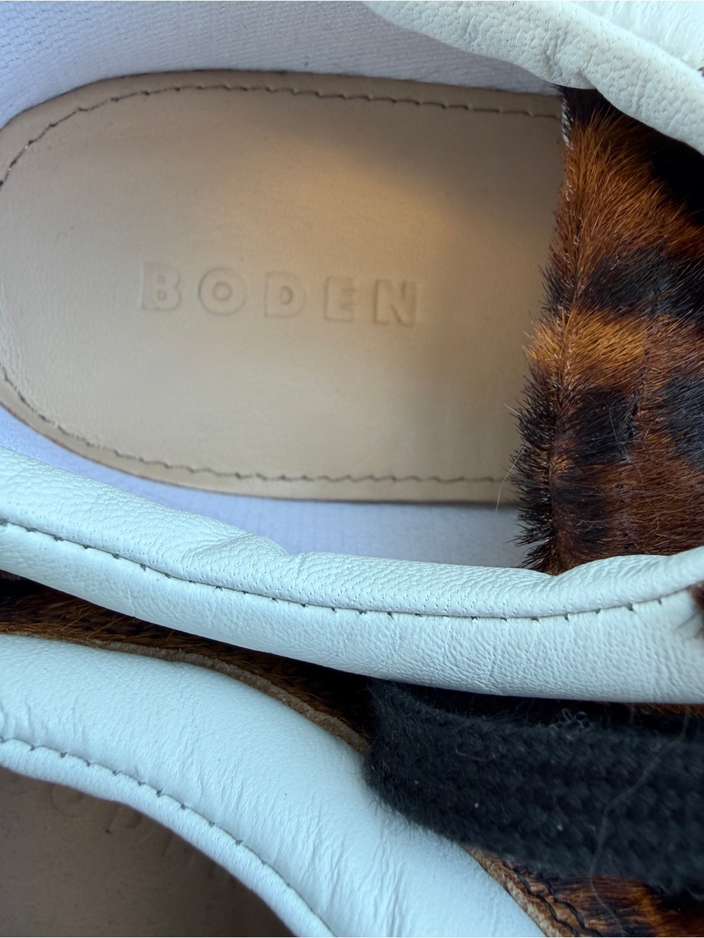 Boden Erin Leopard Calf Hair Lace-Up Sneakers - Brown in size 8.5/9 - Picture 6 of 6